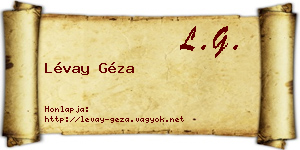 Lévay Géza névjegykártya